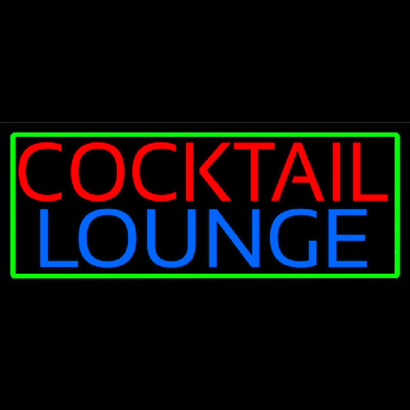 Cocktail Lounge With Green Border Neon Skilt