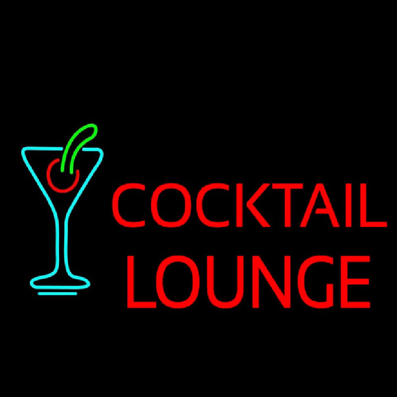 Cocktail Lounge With Martini Glass Neon Skilt