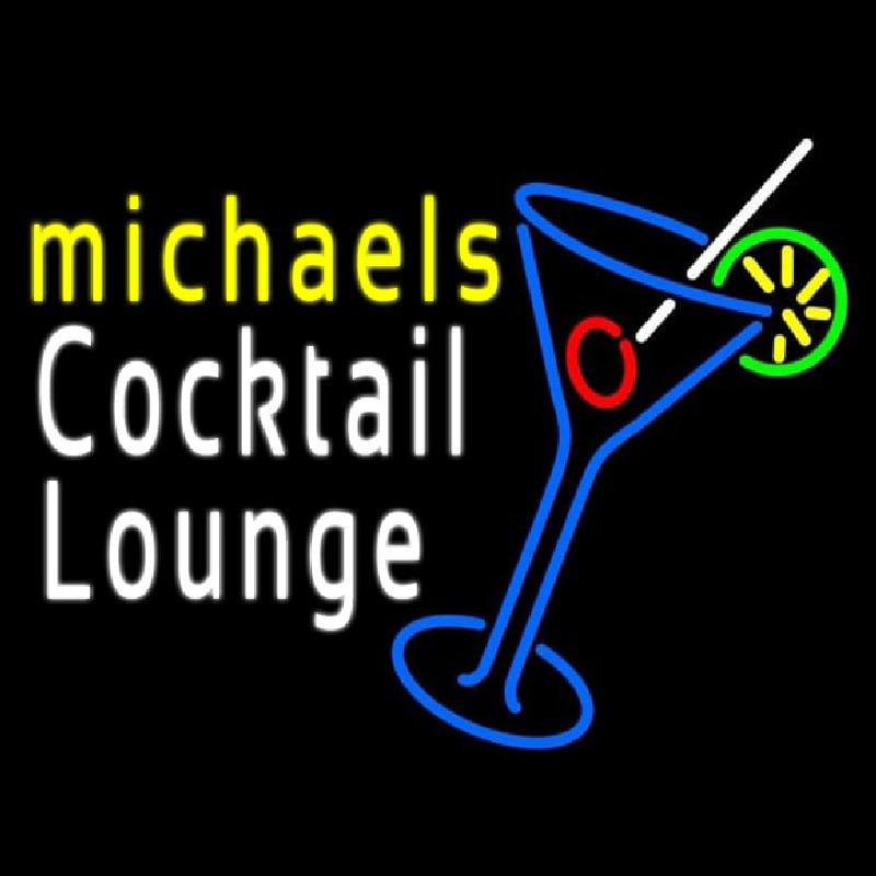 Cocktail Lounge With Martini Glass Neon Skilt