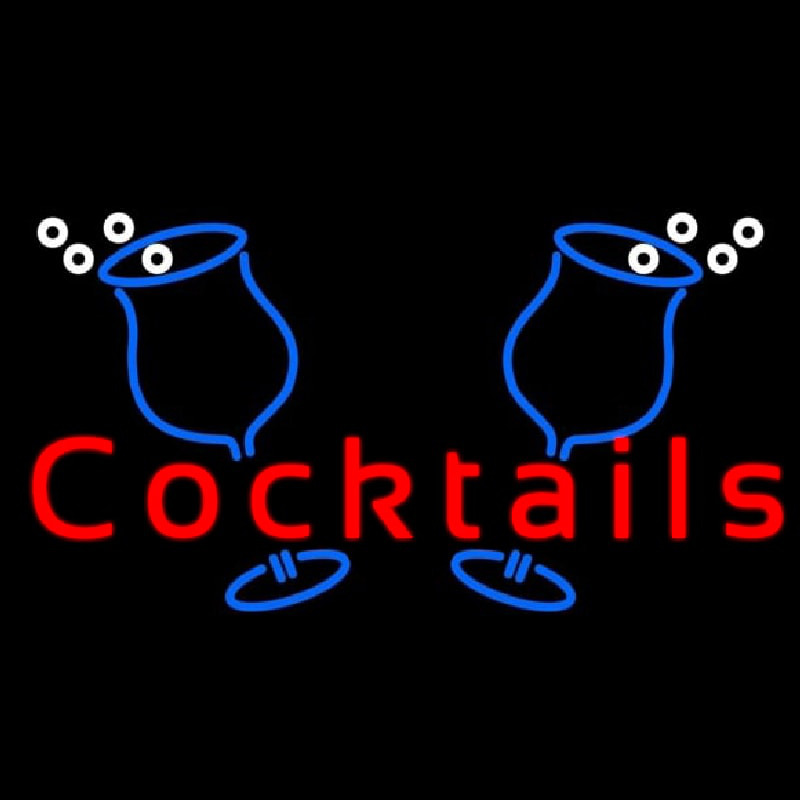 Cocktails With Two Glasses Neon Skilt