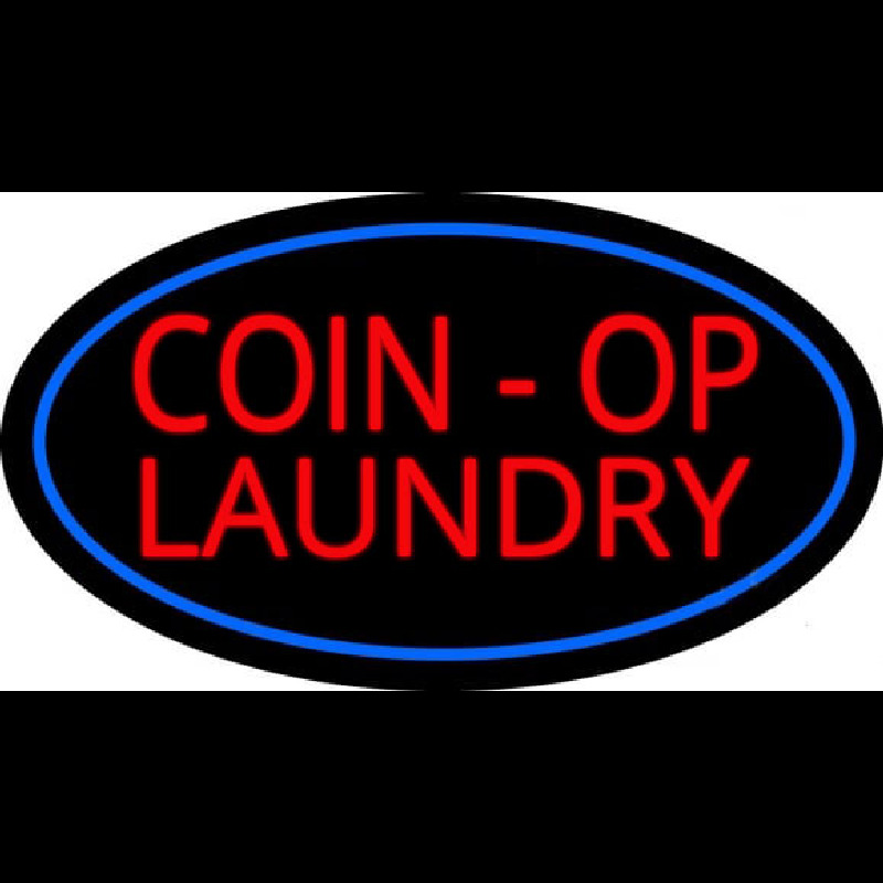 Coin Op Laundry Oval Blue Neon Skilt