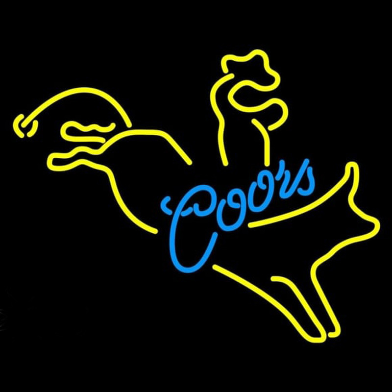 Coors Bucking Bronco Beer Sign Neon Skilt