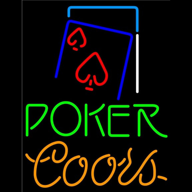 Coors Green Poker Red Heart Neon Skilt