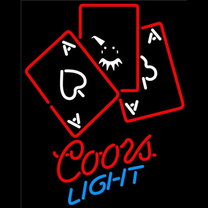 Coors Light Ace And Poker Neon Skilt