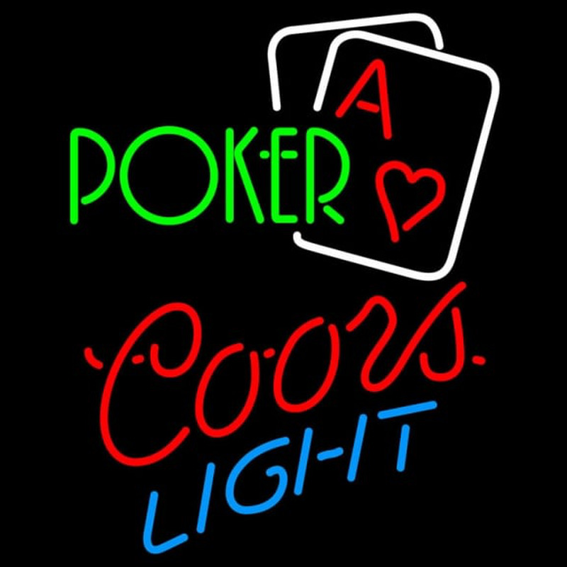 Coors Light Green Poker Neon Skilt