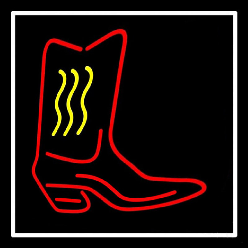 Cowboy Boot With Border Neon Skilt