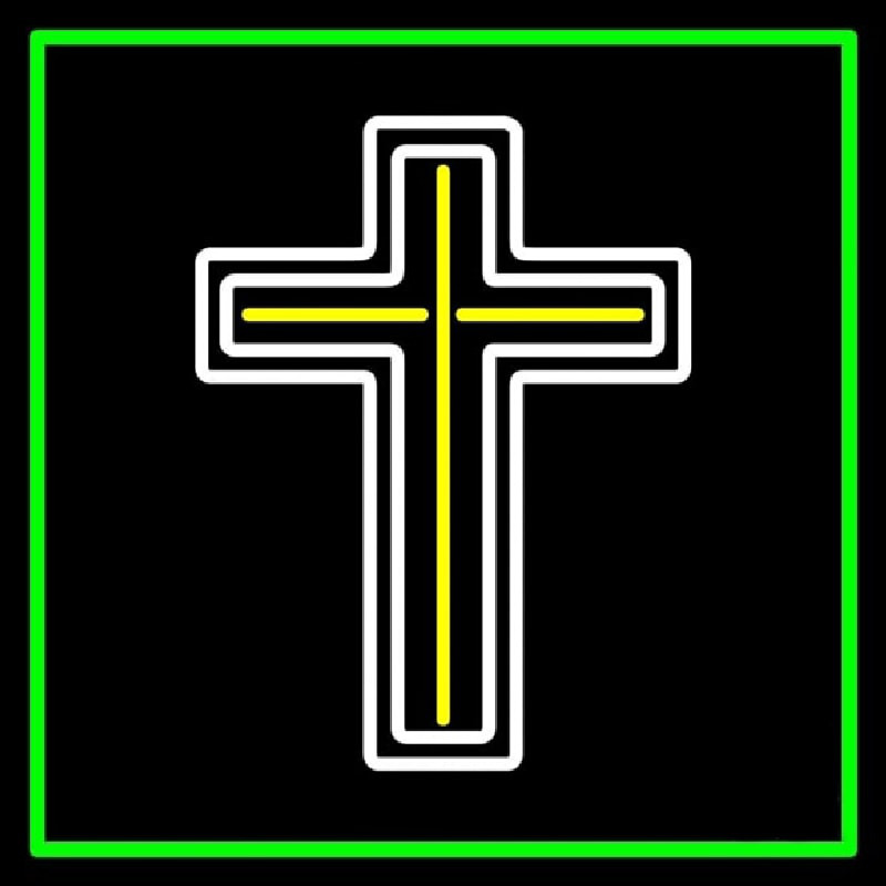 Cross With Border Neon Skilt