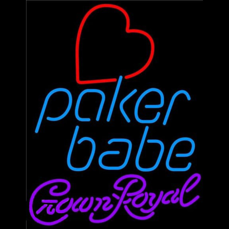 Crown Royal Poker Girl Heart Babe Beer Sign Neon Skilt