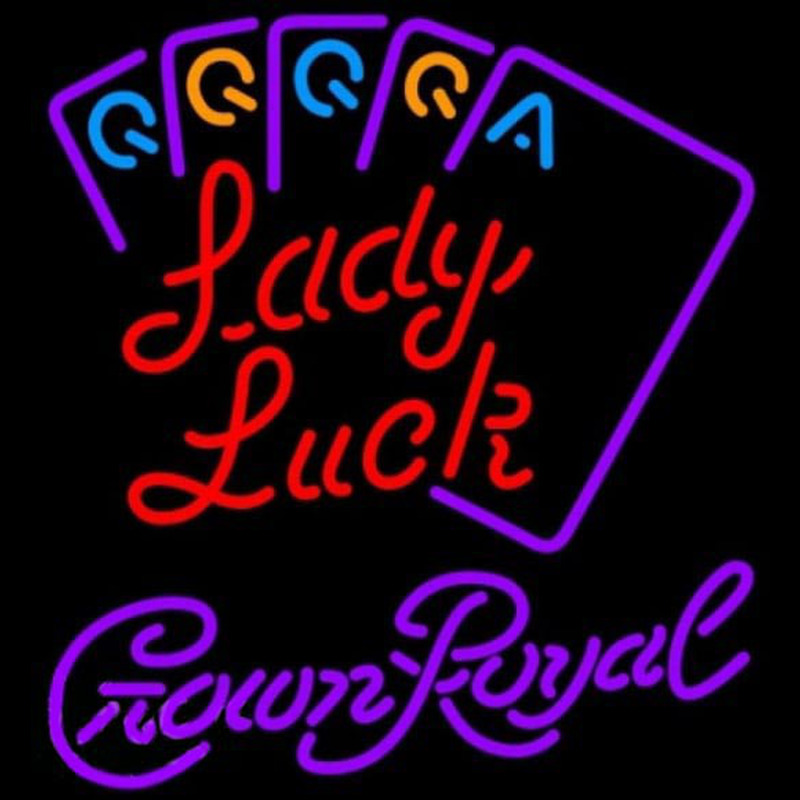 Crown Royal Poker Lady Luck Series Beer Sign Neon Skilt