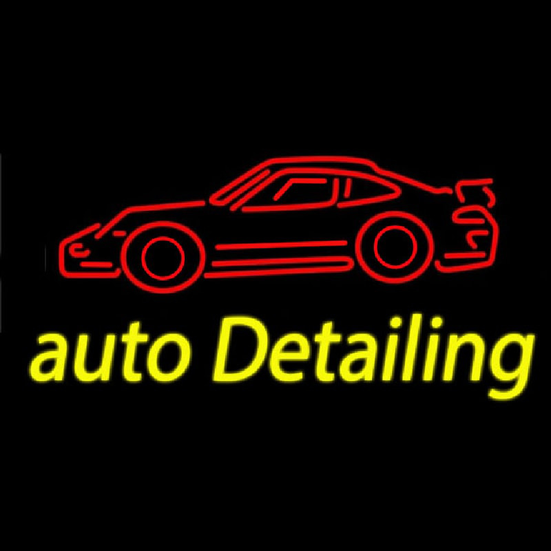 Cursive Auto Detailing With Car Logo 1 Neon Skilt