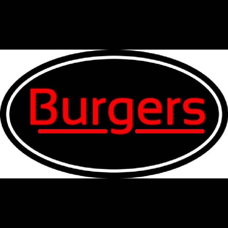 Cursive Burgers Oval Neon Skilt