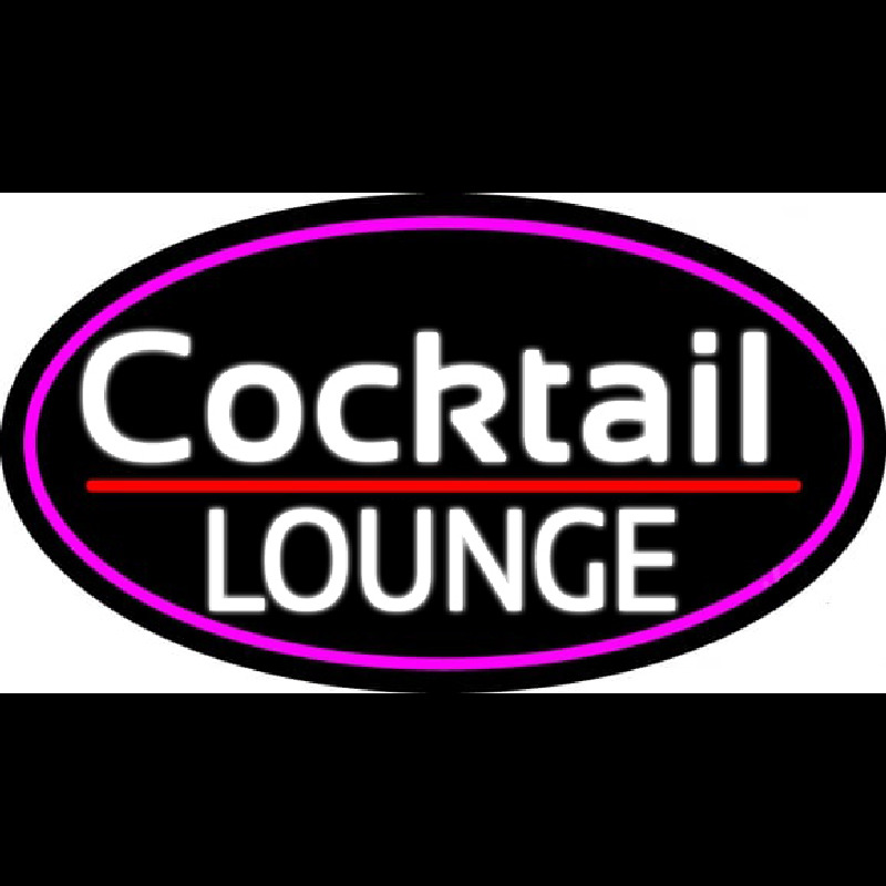 Cursive Cocktail Lounge Oval With Pink Border Neon Skilt