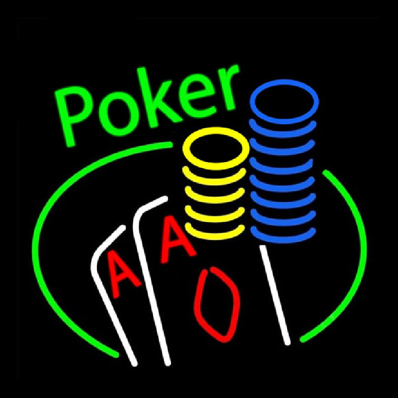 Cursive Green Poker Neon Skilt