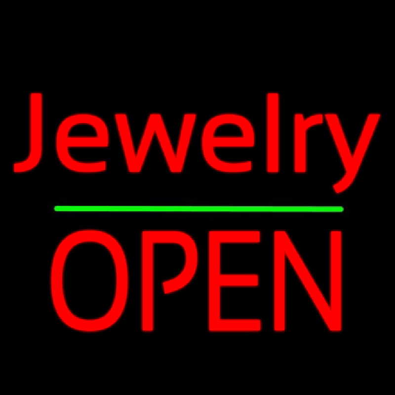 Cursive Jewelry Green Line Open Neon Skilt