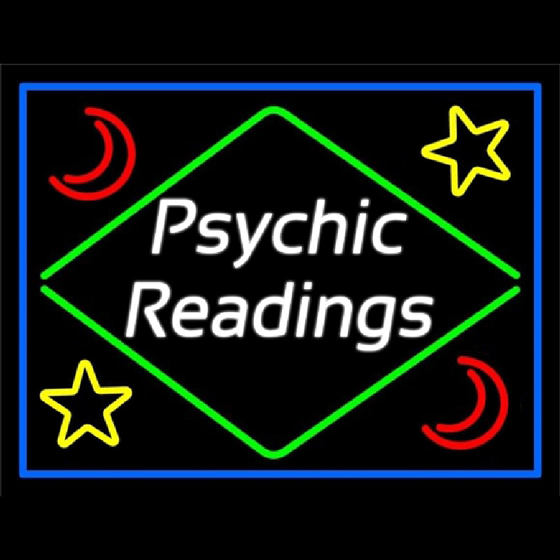 Cursive Psychic Readings With Border Neon Skilt