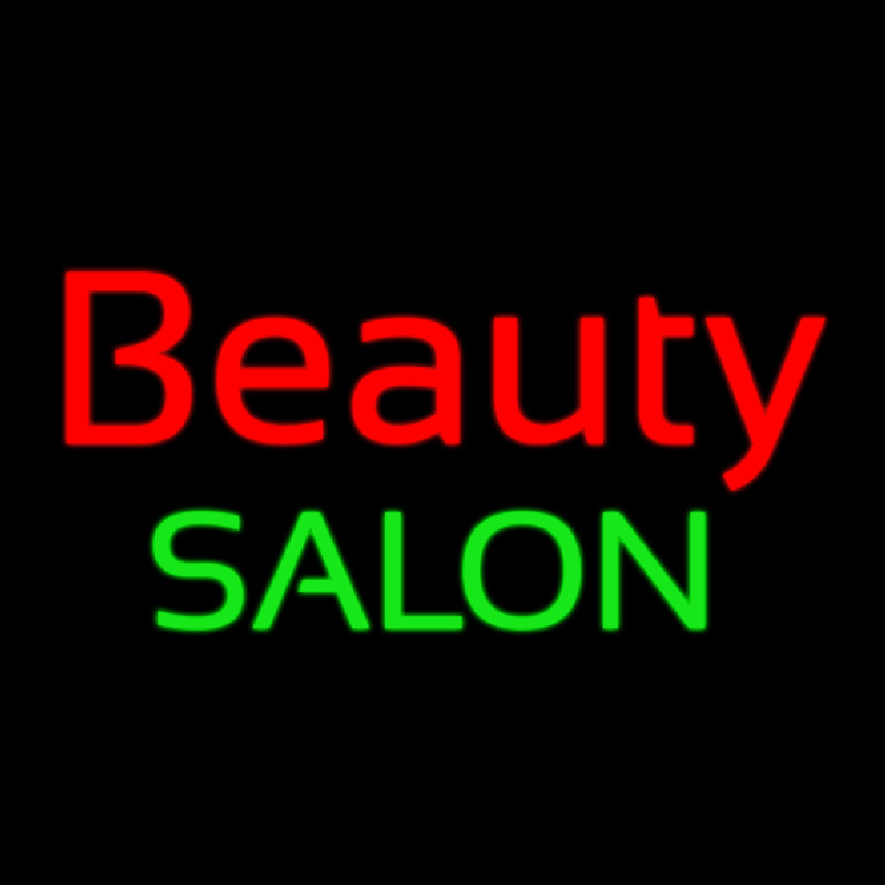 Cursive Red Beauty Salon Green Neon Skilt