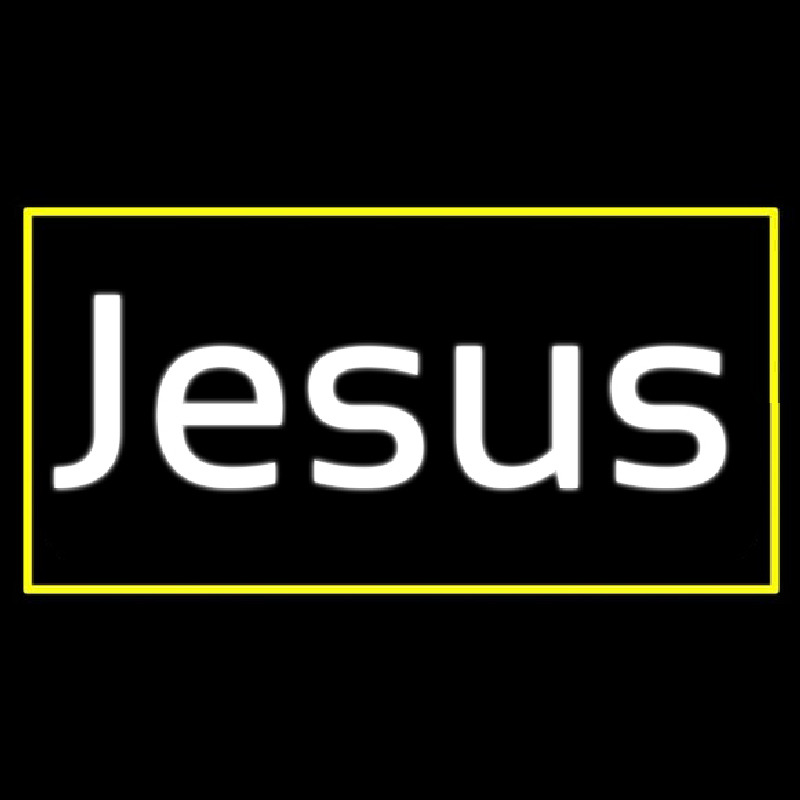 Cursive White Jesus Neon Skilt