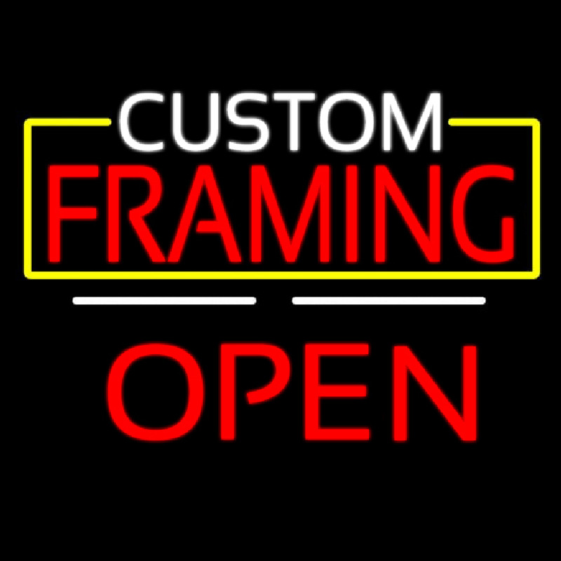 Custom Framing Open White Line Neon Skilt