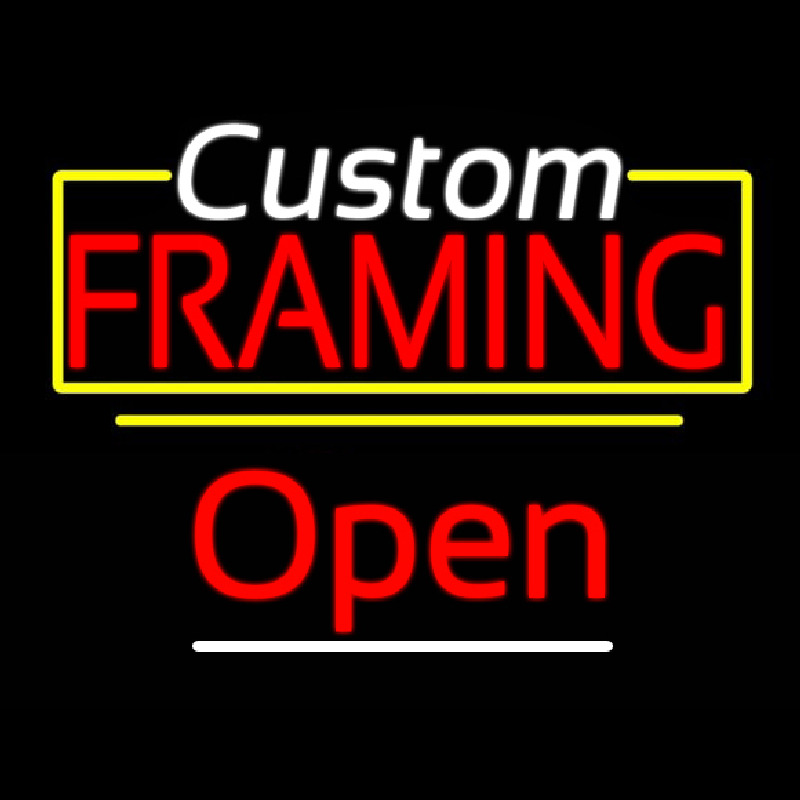 Custom Framing Open Yellow Line Neon Skilt