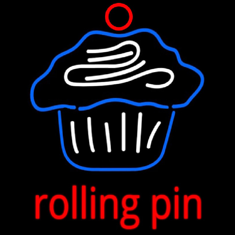 Custom Rolling Pin Cupcake 2 Neon Skilt