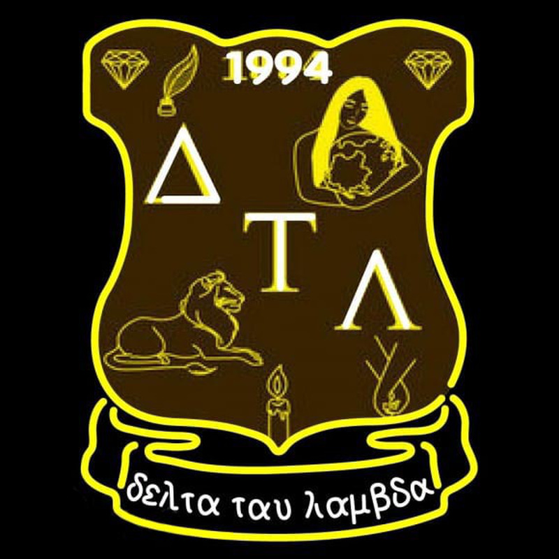 Delta Tau Lambda Latina Greek Logo Neon Skilt