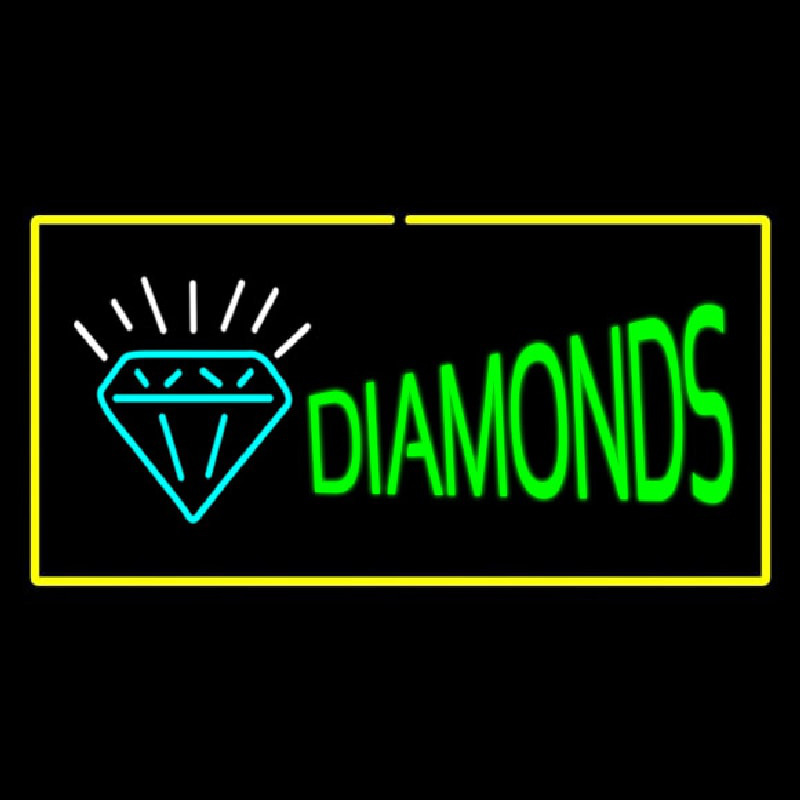 Diamonds Logo Yellow Rectangle Neon Skilt