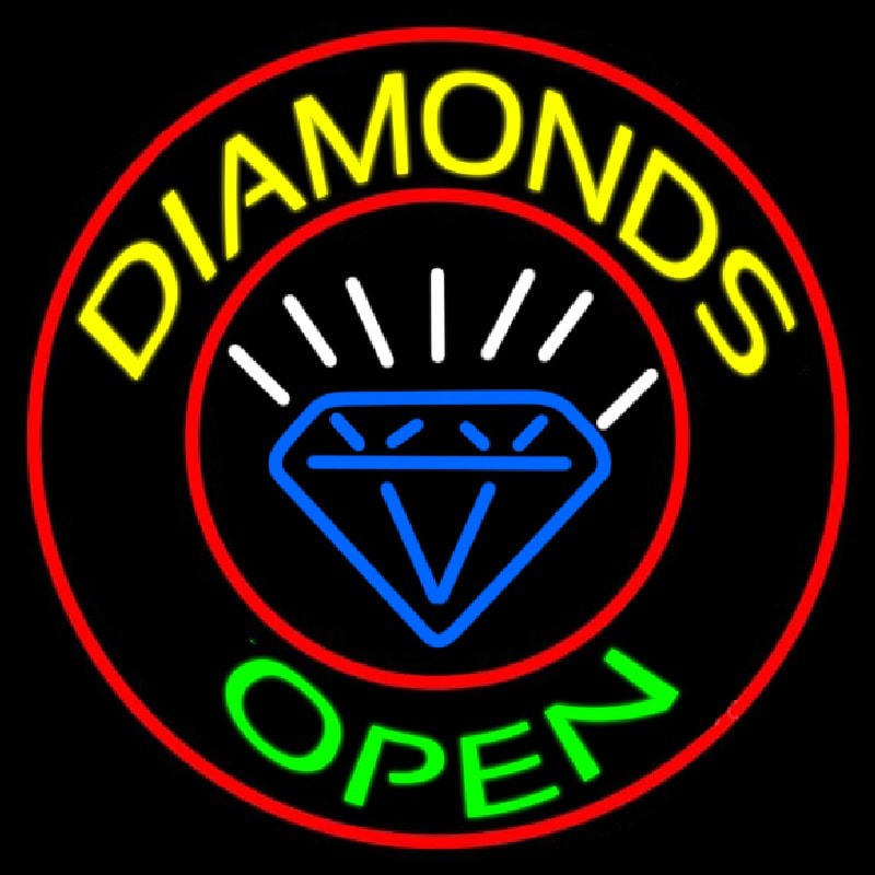 Diamonds Open Block With Logo Neon Skilt