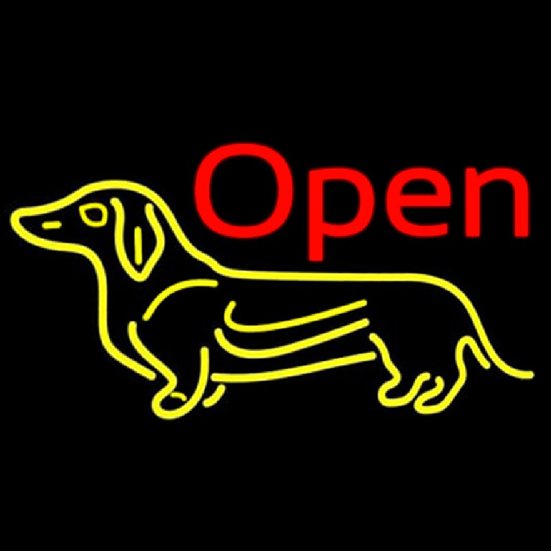 Dog Flashing Open 2 Neon Skilt