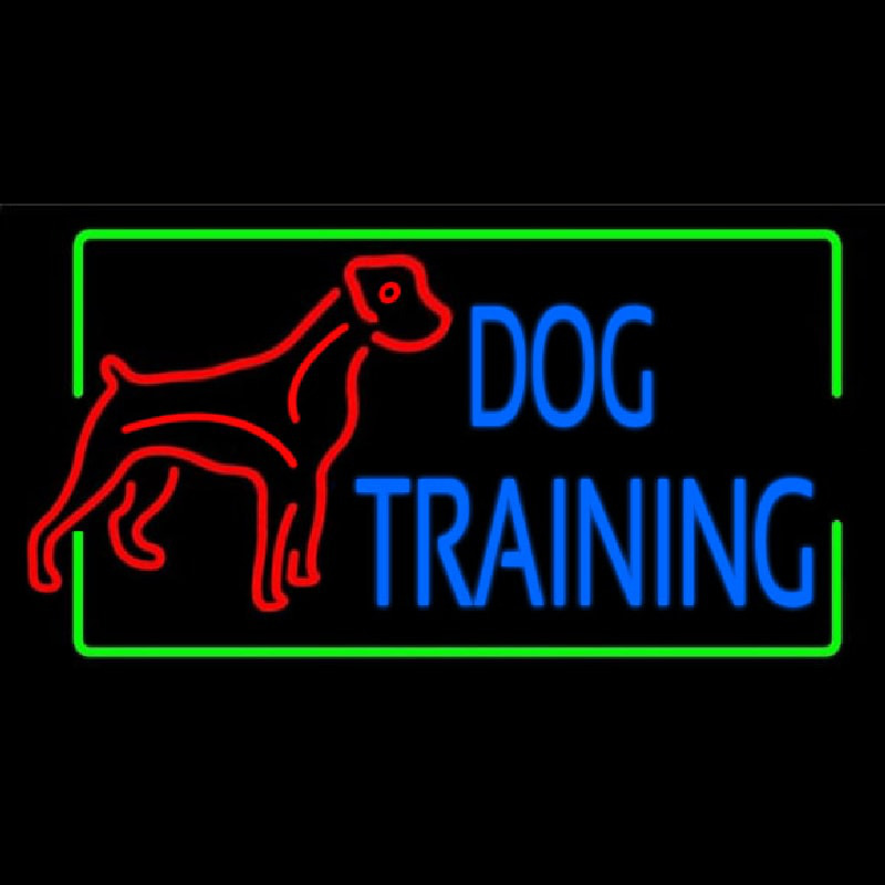 Dog Training Green Border 2 Neon Skilt