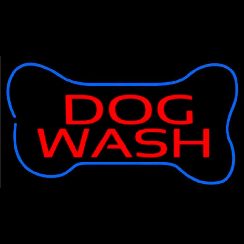 Dog Wash With Bone Neon Skilt