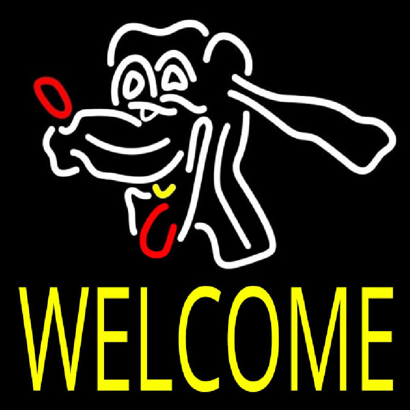 Dog Welcome 1 Neon Skilt