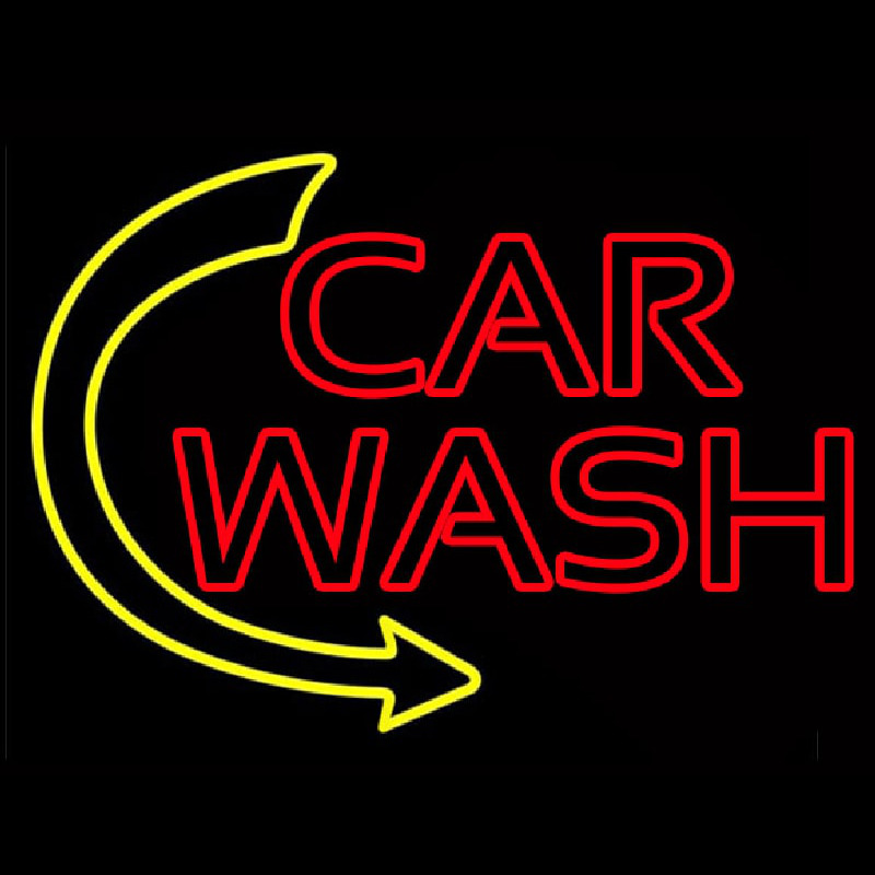 Double Stroke Car Wash With Arrow 1 Neon Skilt