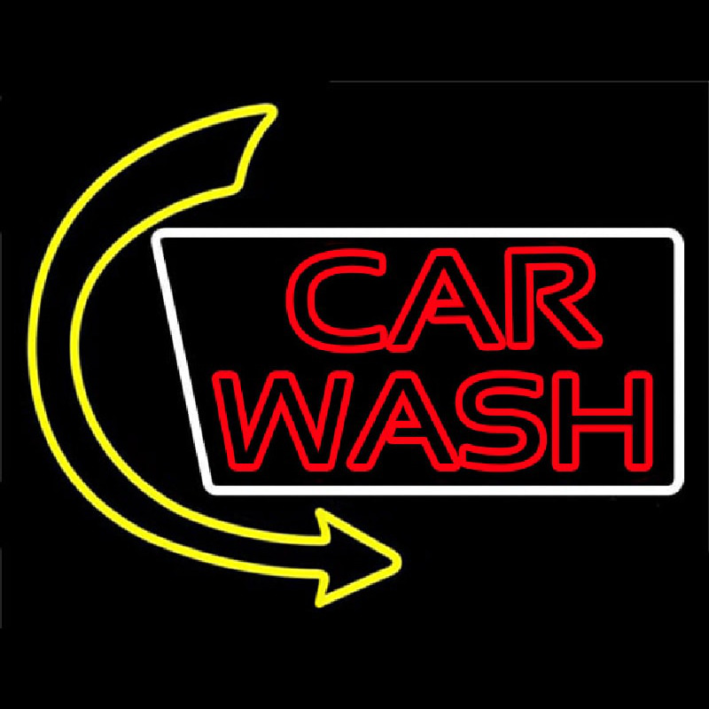 Double Stroke Car Wash With Arrow Neon Skilt