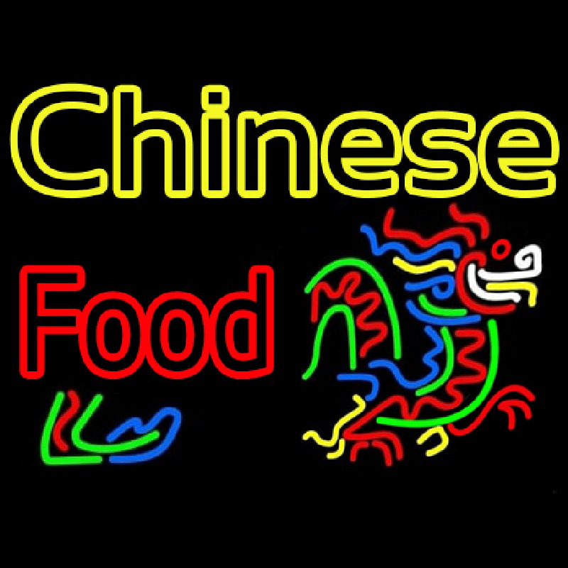 Double Stroke Chinese Food Logo Neon Skilt