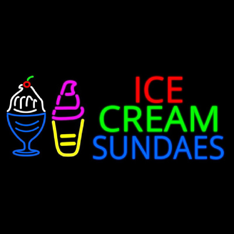 Double Stroke Ice Cream Sundaes Neon Skilt