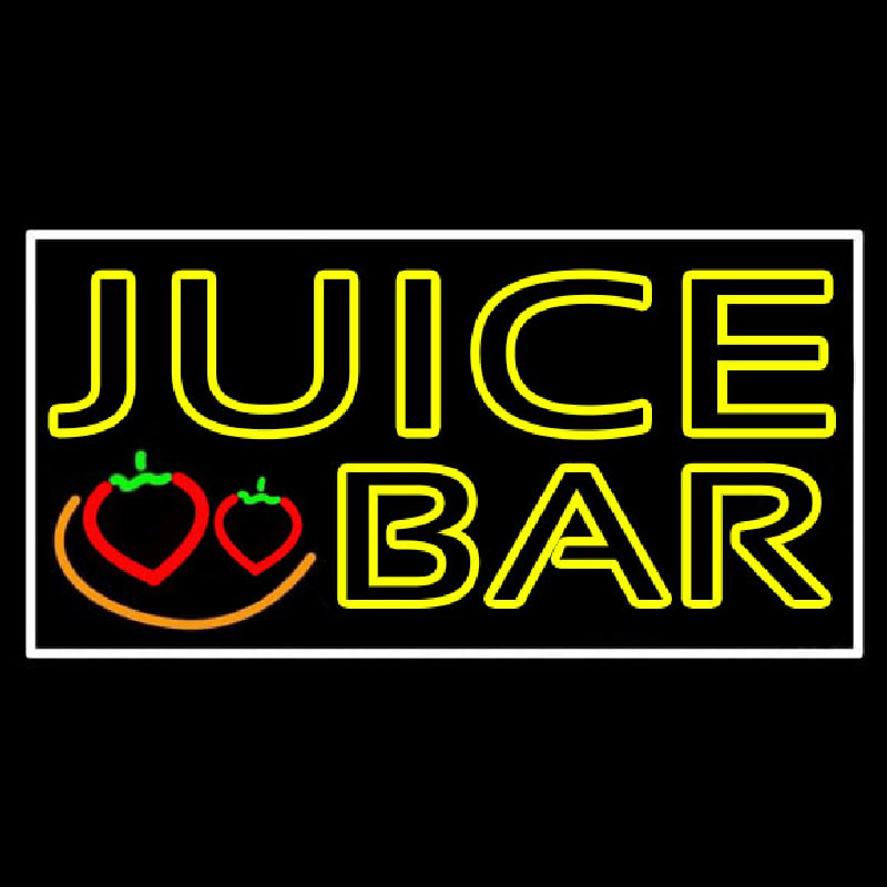 Double Stroke Juice Bar With Strawberries Neon Skilt