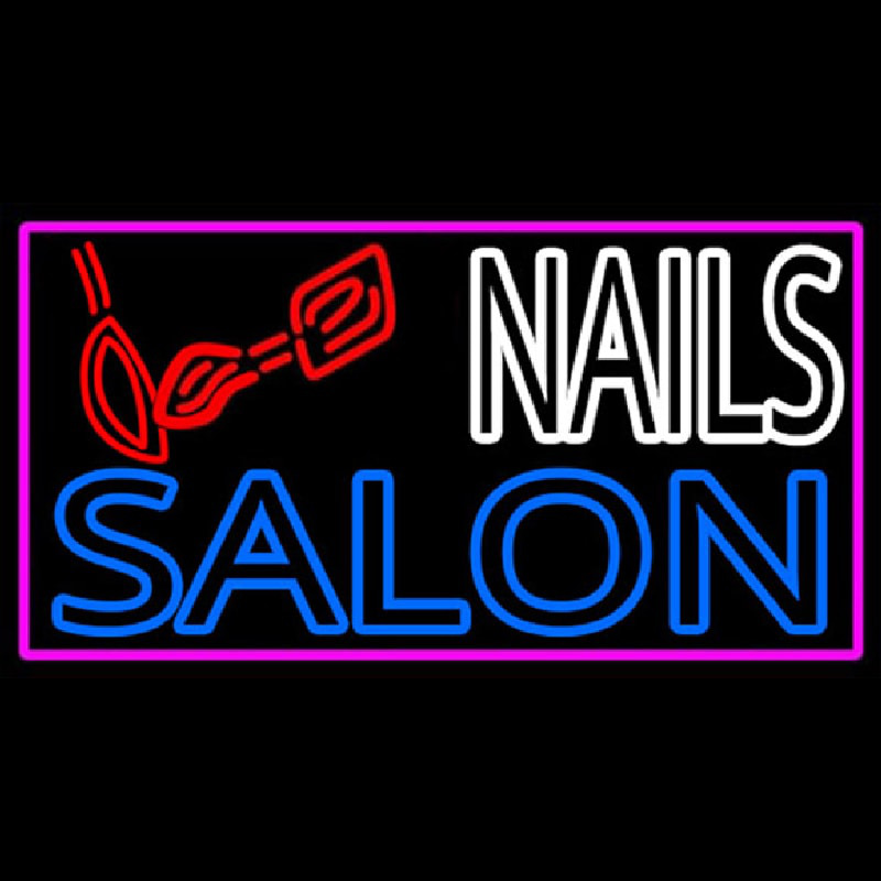 Double Stroke Nail Salon Logo Neon Skilt