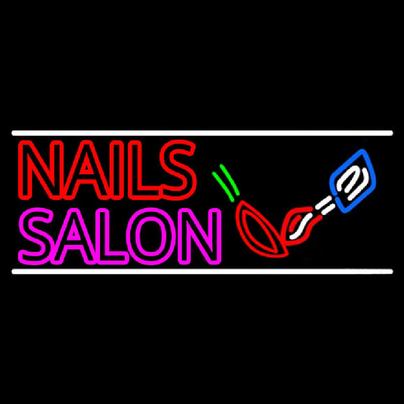 Double Stroke Nail Salon Logo Neon Skilt