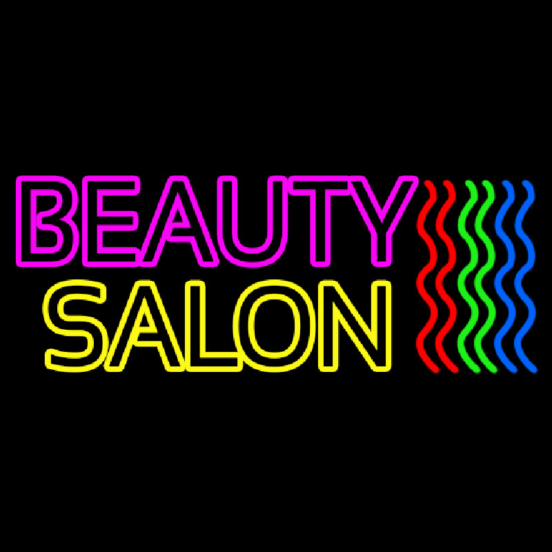 Double Stroke Pink Beauty Yellow Salon Neon Skilt