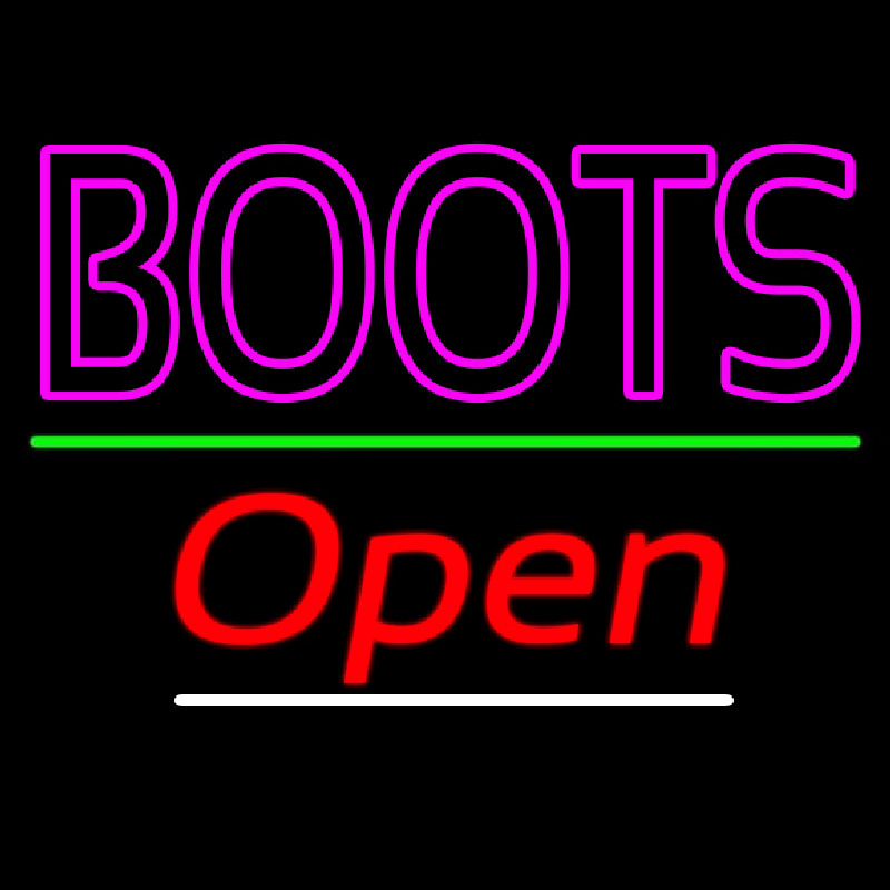 Double Stroke Pink Boots Open Neon Skilt