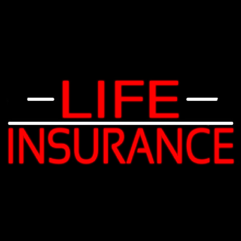 Double Stroke Red Life Insurance With White Lines Neon Skilt