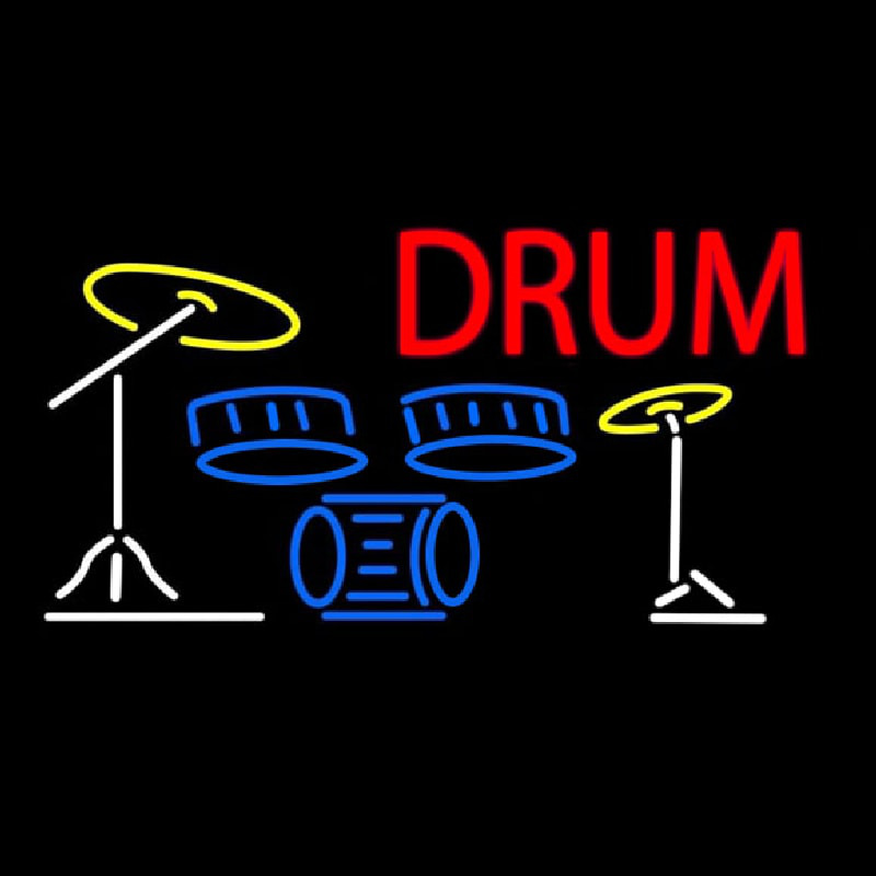 Drum Set 1 Neon Skilt