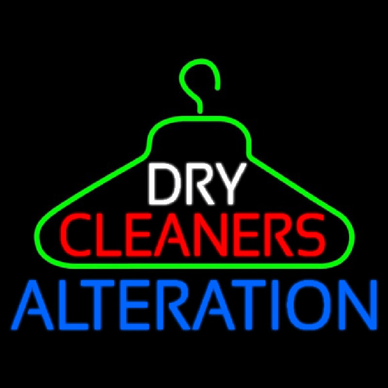 Dry Cleaners Hanger Logo Alteration Neon Skilt