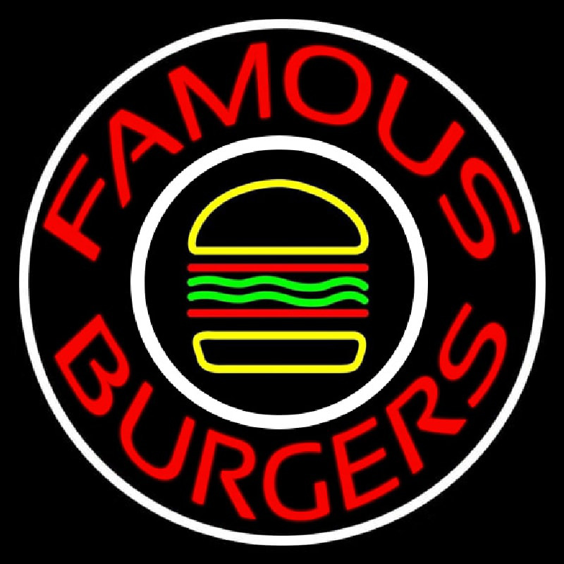 Famous Burgers Circle Neon Skilt