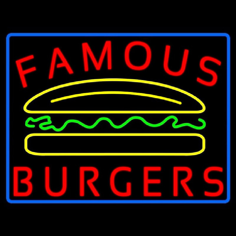 Famous Burgers Neon Skilt