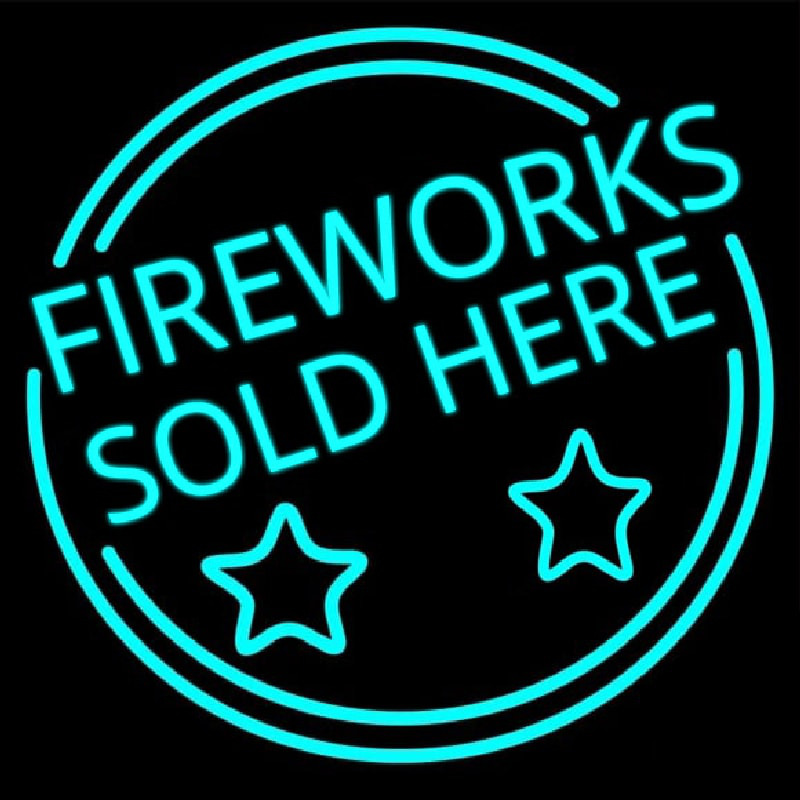 Fireworks Sold Here Circle Neon Skilt