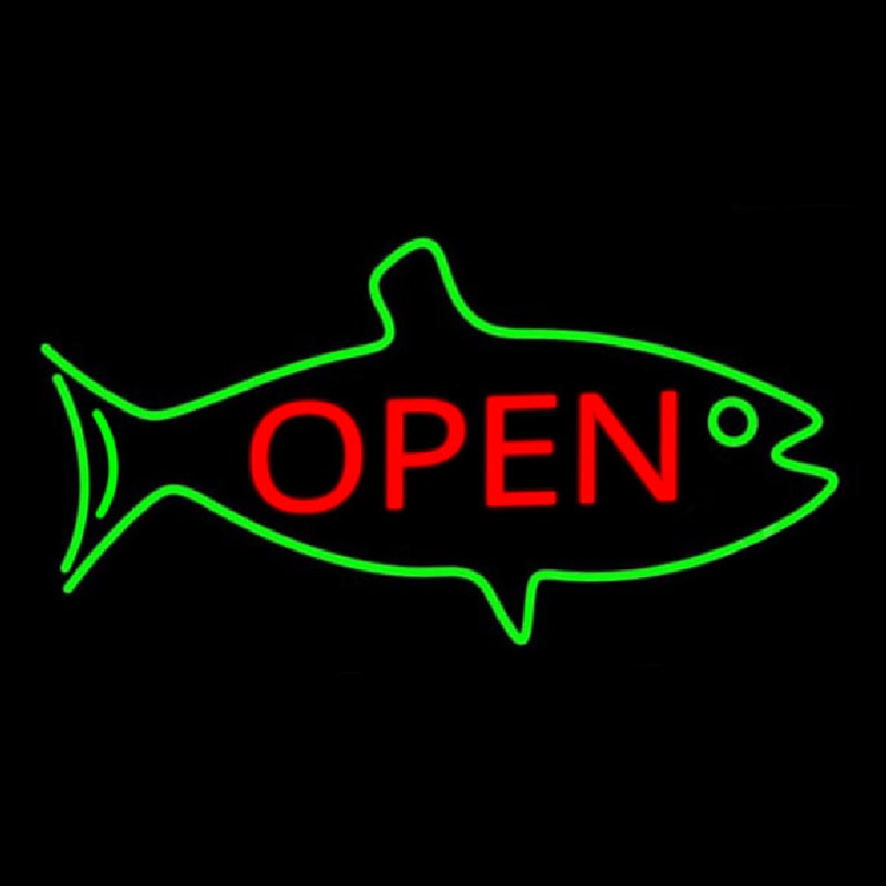 Fish Logo Open 2 Neon Skilt