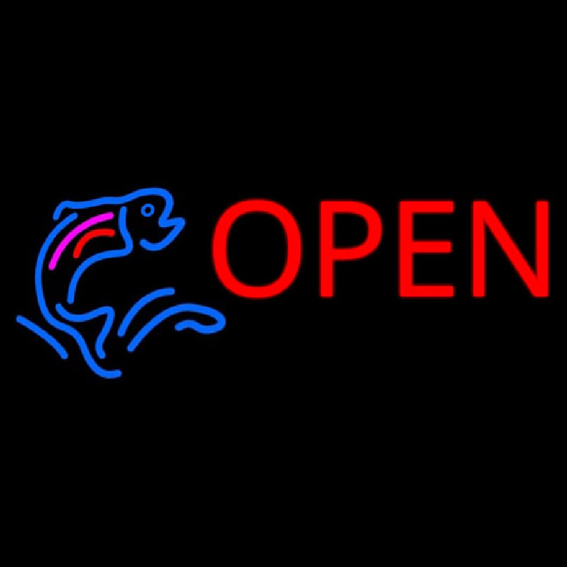 Fish Logo Open Block Neon Skilt