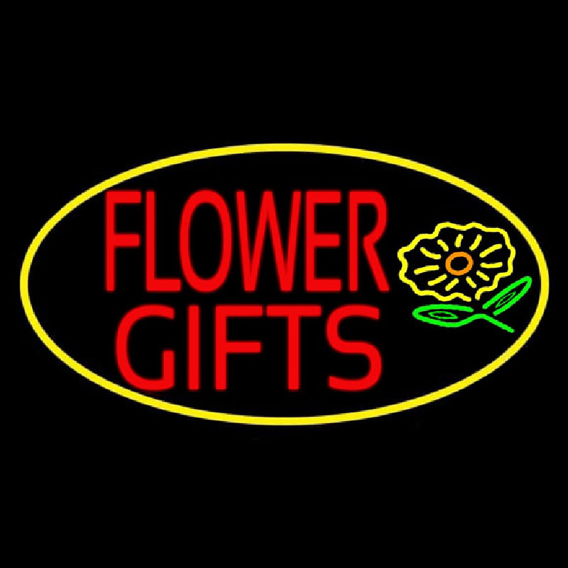 Flower Gifts In Block Oval Neon Skilt