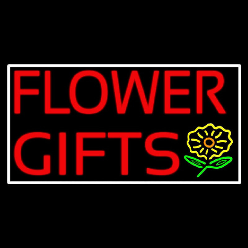 Flower Gifts White Border In Block Neon Skilt